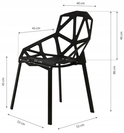 Komplet nowoczesnych krzeseł krzesło do salonu czarne 4 sztuki ModernHome