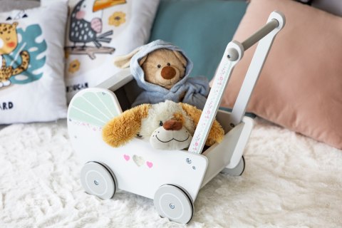 Drewniany wózek dla lalek pchacz chodzik ECOTOYS Drewniany wózek dla lalek pchacz chodzik ECOTOYS