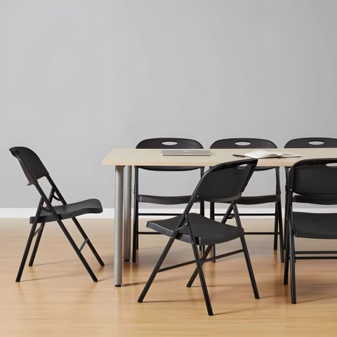 Komplet 4 krzeseł składanych zestaw cateringowy metal HDPE czarne ModernHome