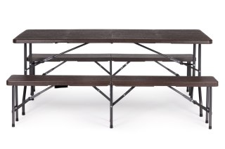 Zestaw cateringowy stół bankietowy 180 cm + 2 ławki brąz ModernHome