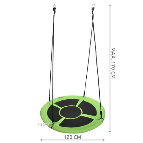 Huśtawka bocianie gniazdo 100 cm zielono - czarna
