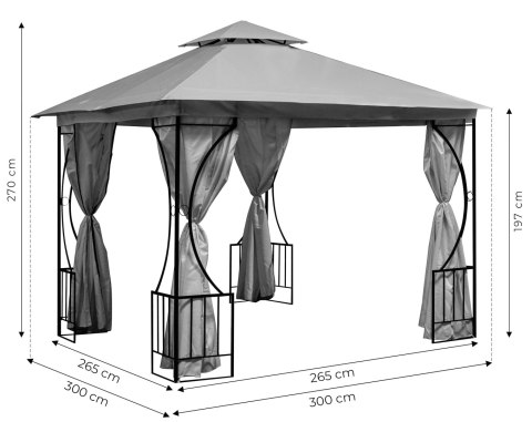 Namiot pawilon ogrodowy 2w1 3x3 m moskitiera i pełne ściankiMultiGarden