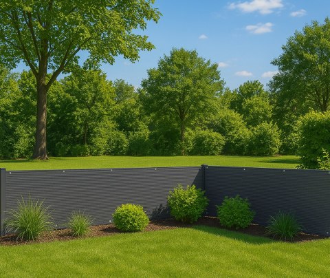 Osłona balkonowa z okuciami 100x500 cm siatka cieniująca + elementy instalacyjne szara MultiGarden