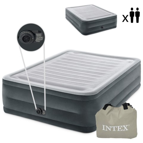 Materac łóżko do spania dwuosobowy z pompką automatyczną 203x152 cm INTEX 64418ND Materac łóżko do spania dwuosobowy z pompką automatyczną 203x152 cm INTEX 64418ND