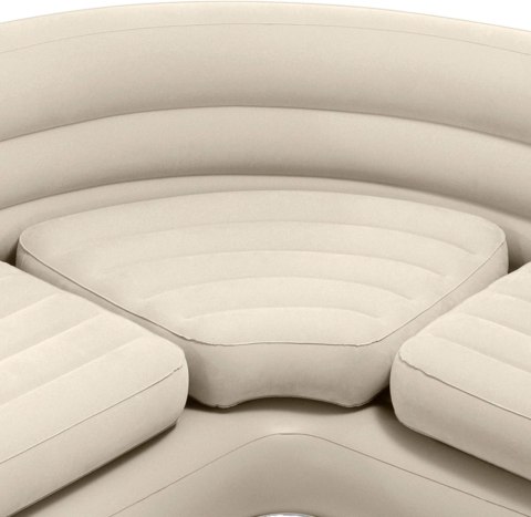Dmuchana kanapa narożna sofa czteroosobowa 257x203x76 cm beżowa INTEX 68575