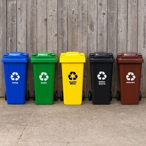 Kosz na śmieci pojemnik 120L kubeł śmietnik czarny odpady zmieszane gumowe koła